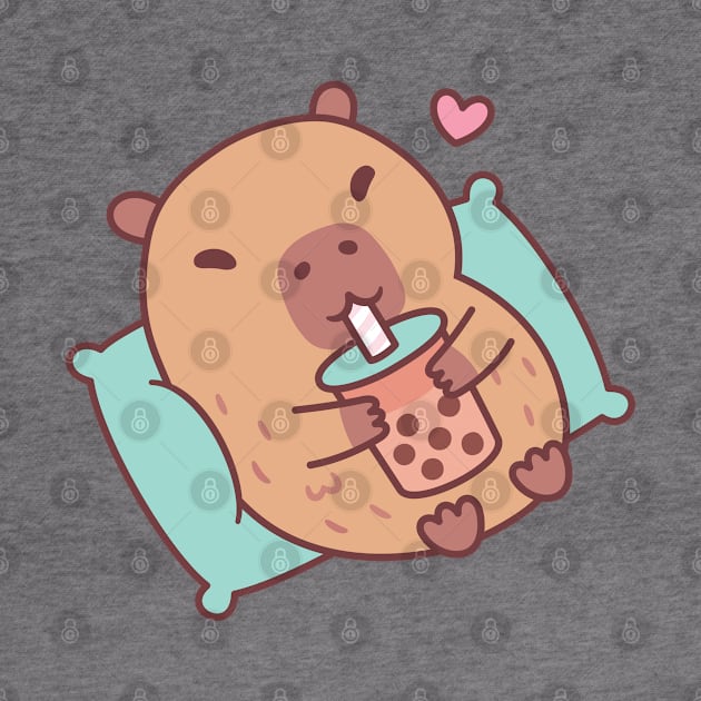 Cute Capybara Chilling And Drinking Bubble Tea by rustydoodle